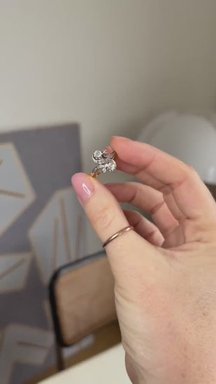 Bague Toi et Moi Diamants sur Or et Platine Belle Epoque