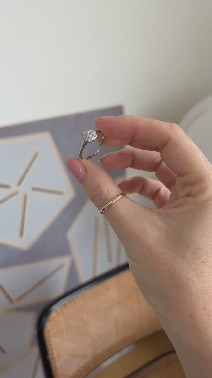 Bague Art Deco Ronde Diamants sur Platine