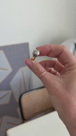 Dinh Van Bague Boule en Or Jaune et Hématite