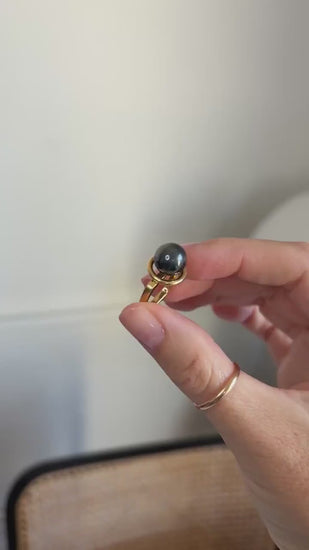 Dinh Van Bague Boule Spirale en Or Jaune et Hématite 1970