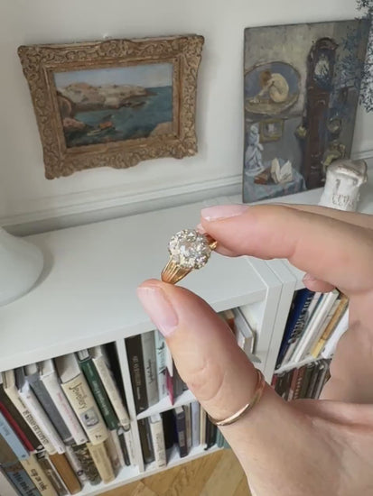 Bague Ancienne Marguerite Diamants sur Or Jaune