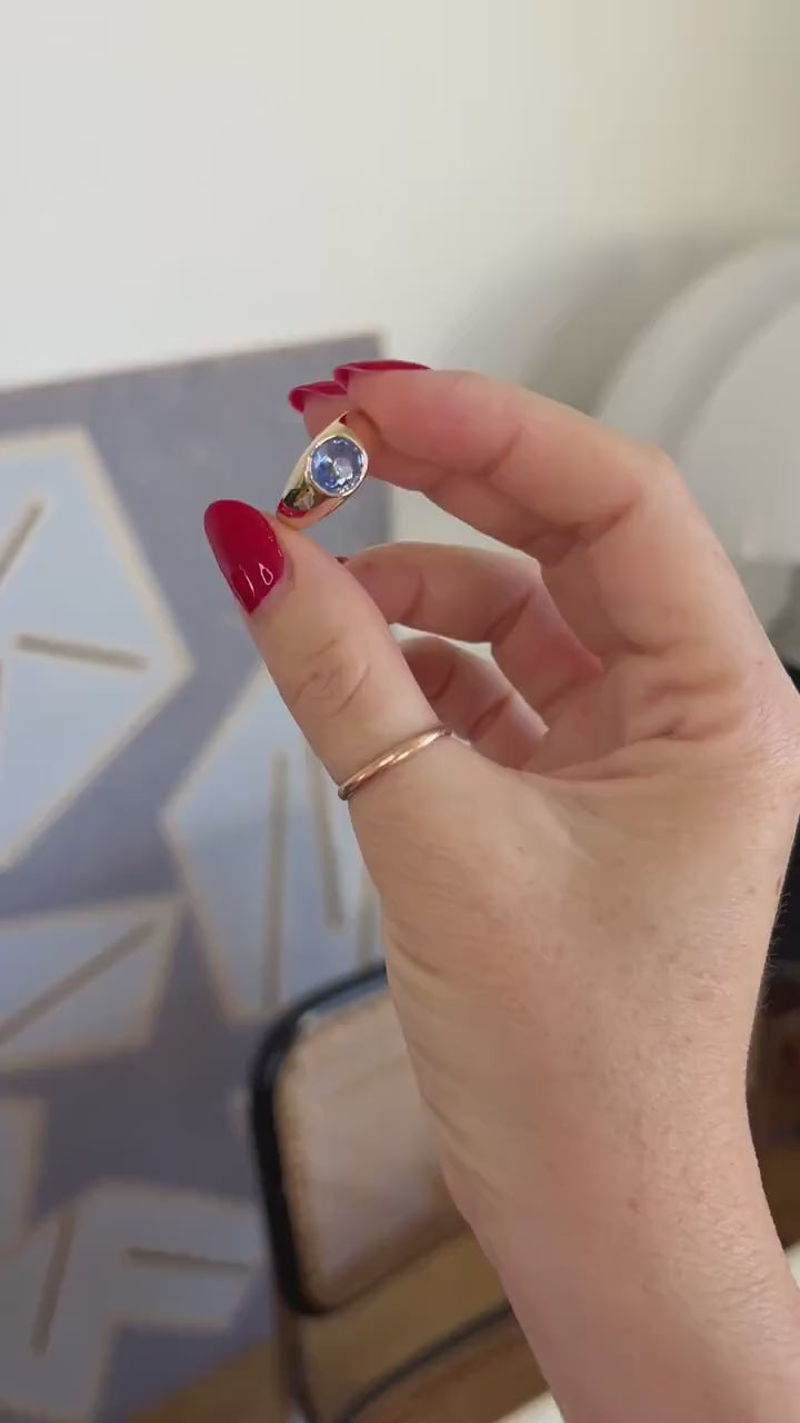 Bague Jonc Saphir de Ceylan Non Chauffé 1,30 Cts sur Or Jaune