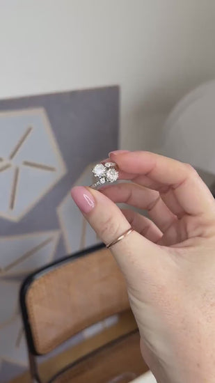 Bague Ancienne Toi et Moi Diamants 2,60 Cts sur Or Jaune et Platine