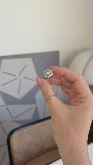 Bague Art Deco Octogonale Diamants sur Platine