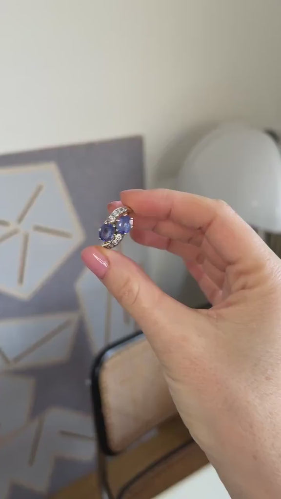 Bague Toi et Moi Saphirs de Ceylan et Diamants