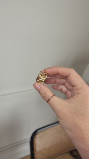 Bague Ancienne Serpents Enroulés Rubis et Diamant sur Or Jaune