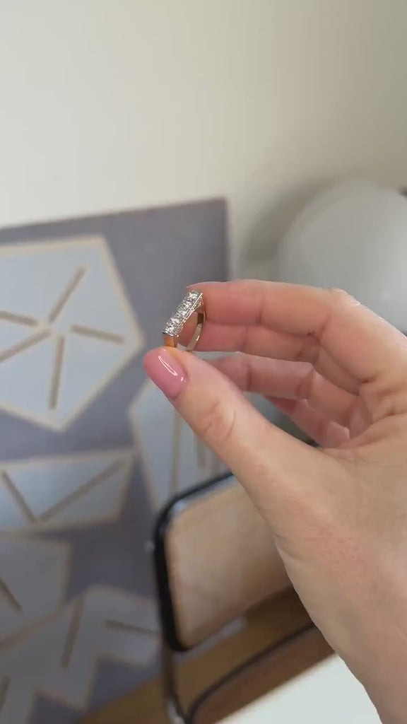 Bague Jarretière Ancienne Or Jaune Platine et Diamants