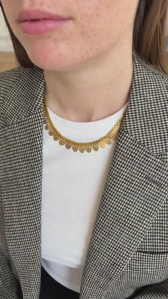 Collier Victorien Draperie Collerette en Or Jaune