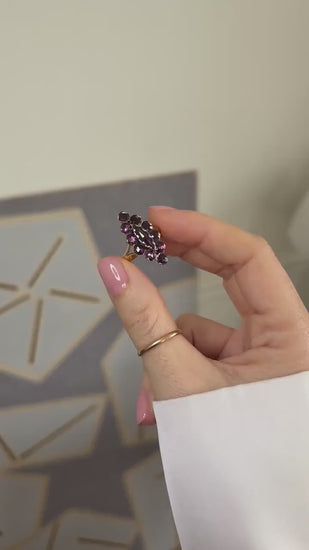 Bague Marquise Ancienne en Or Rose et Grenats de Perpignan