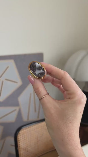 アンティーク カメオ リング 3層 サードニクス イエローゴールド ユニセックス