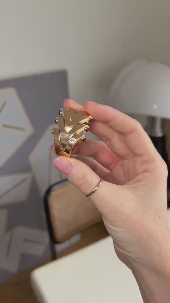 Broche Clip Boucheron Rubis sur Or Rose Années 40