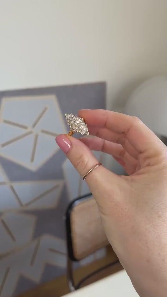 Bague Marquise Diamants 1,25 Cts sur Or Jaune