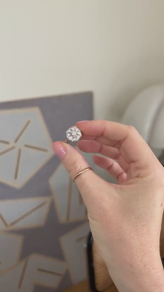 アールデコ風オクトゴンリング ダイヤモンド0.50カラット ホワイトゴールド＆プラチナ製