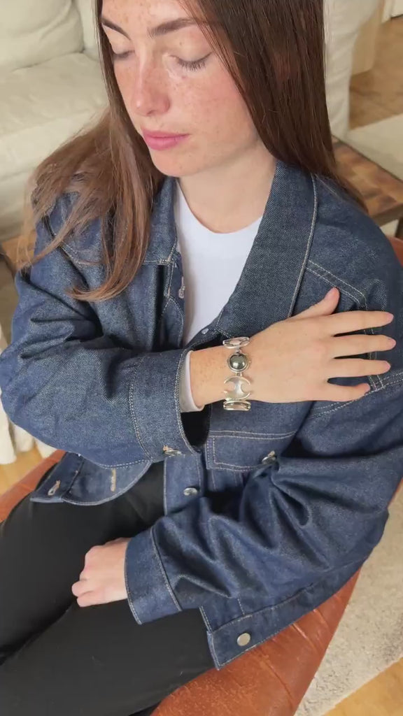 Henning Koppel pour Georg Jansen Bracelet en Argent Articulé Fermoir Hématite