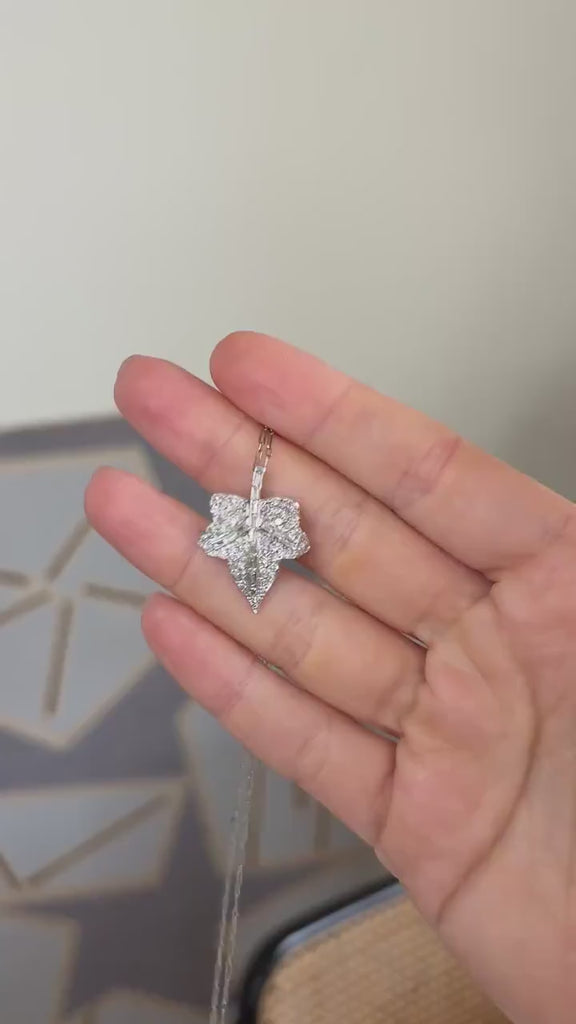 Art Deco Necklace with Diamond Leaf Pendant