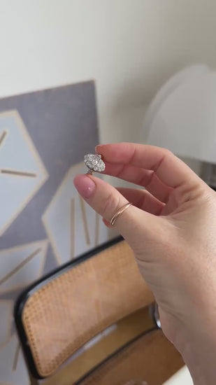 Bague Marquise Ancienne Diamants 1,30 Cts sur Or rose et Platine