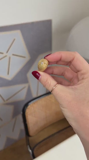 Bague Boule Diamant sur Or Tressé