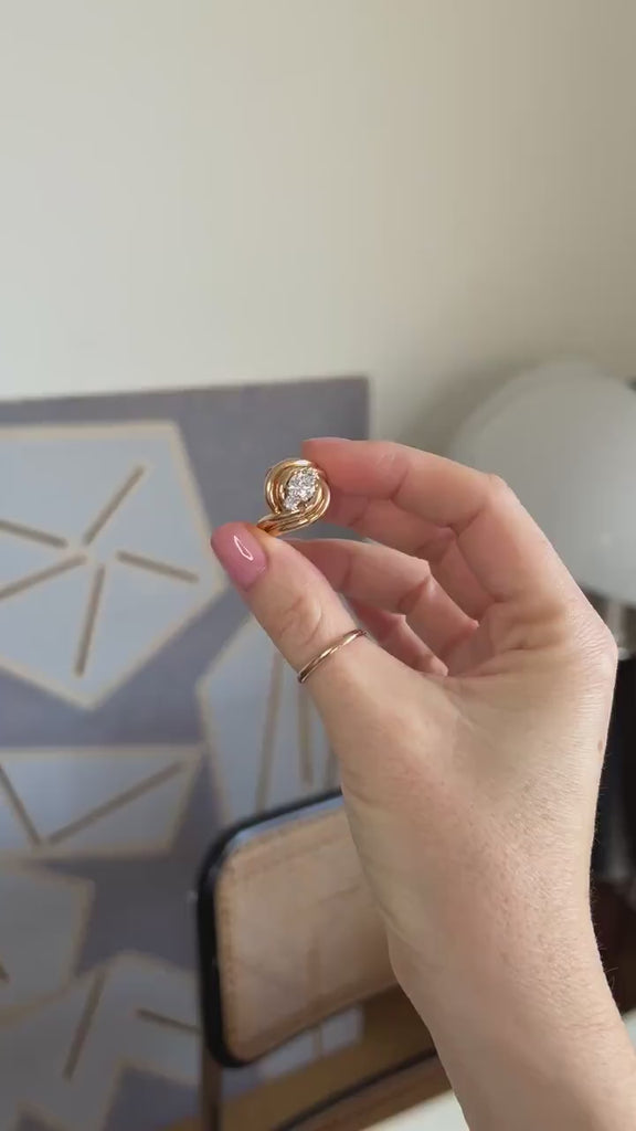 Bague Tourbillon Diamant sur Or Rose et Platine Années 50