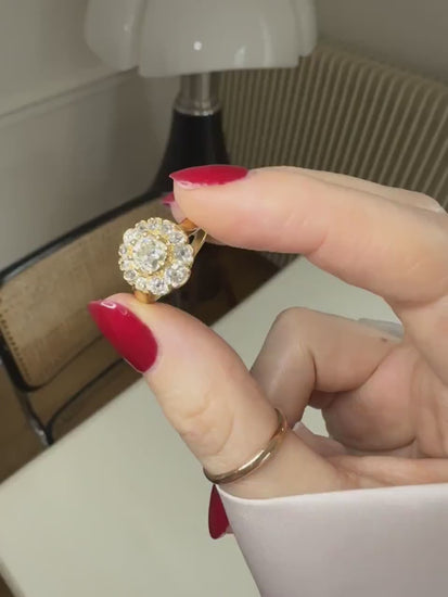 bague de fiançailles marguerite diamant ancienne en or jaune