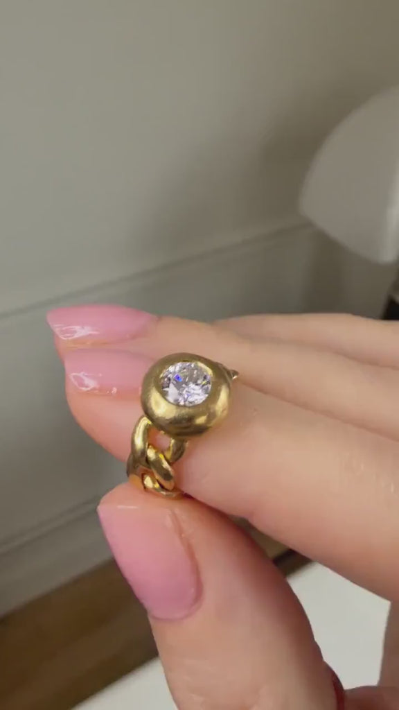 Bague Gourmette Vintage Diamant 0,60 Ct sur Or jaune