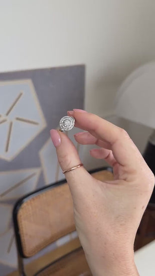 Bague Cible Art Déco Diamants 0,75 Ct sur Or blanc et Platine