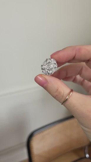 Bague Art Deco Octogonale Diamants 1 Ct sur Platine