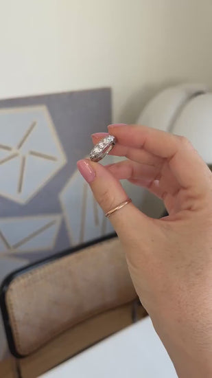Bague Jarretière Art Deco Diamants 1,05 Cts sur Platine
