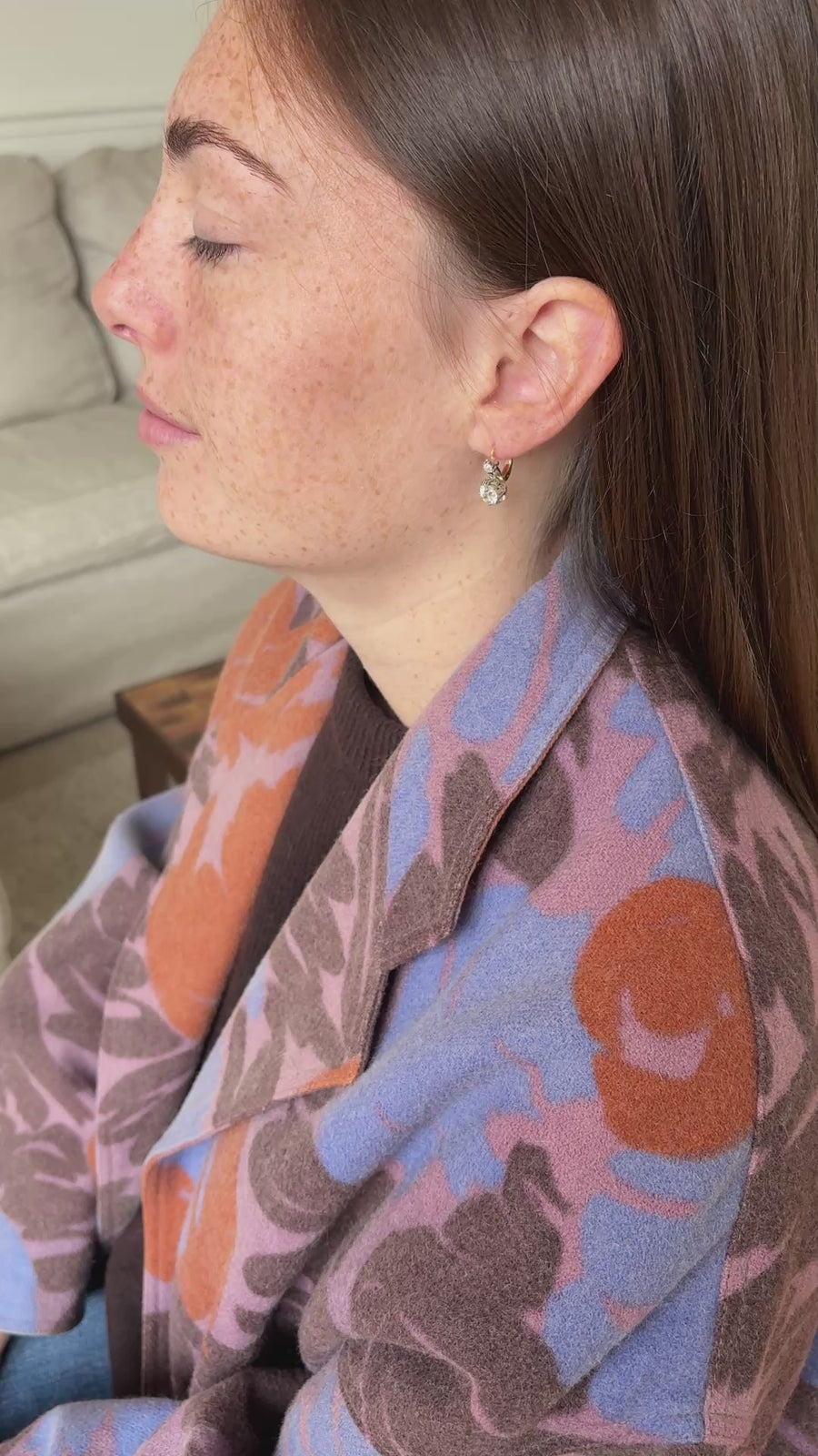 Boucles d'Oreilles Dormeuses Anciennes Diamants 2,15 Cts