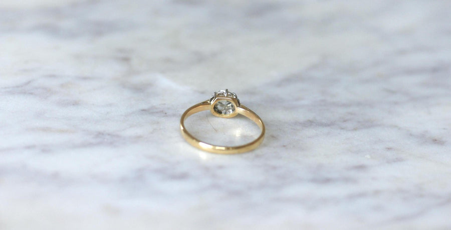 Solitaire Ancien Diamant 0,35Ct Or et Platine - Galerie Pénélope