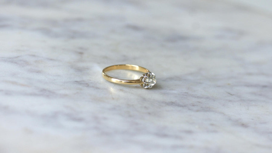 Solitaire Ancien Diamant 0,35Ct Or et Platine - Galerie Pénélope