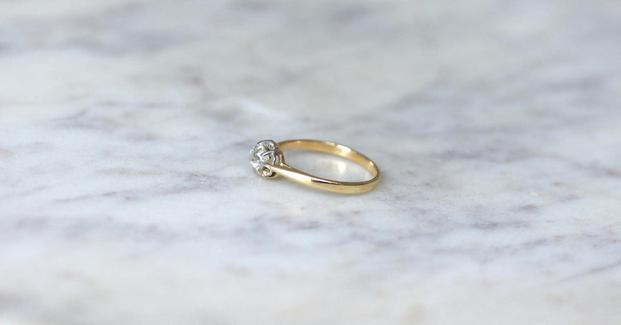 Solitaire Ancien Diamant 0,35Ct Or et Platine - Galerie Pénélope