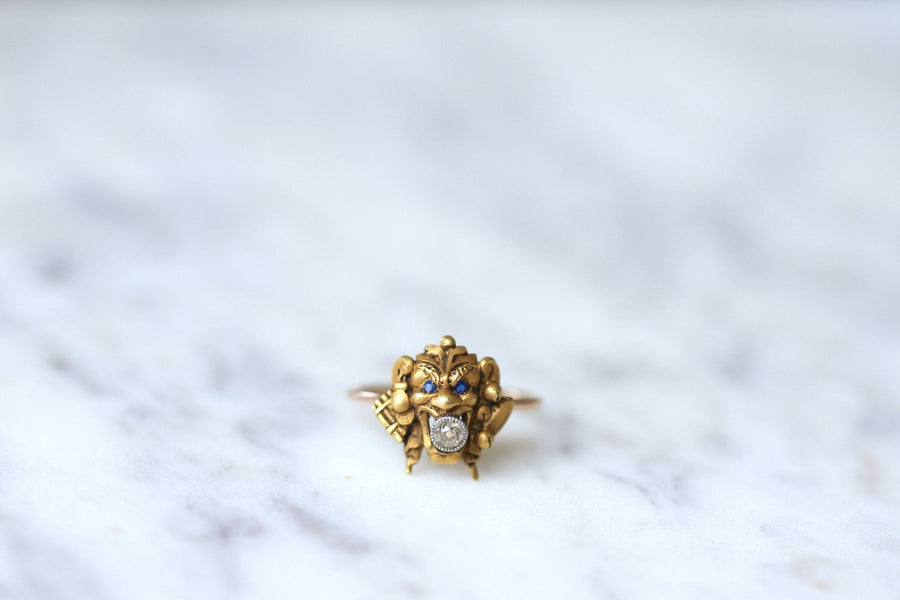 Bague ancienne chimère or et diamant - Galerie Pénélope