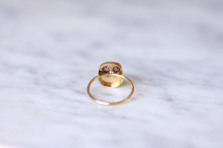 Bague ancienne fleur pensée en or et améthystes - Galerie Pénélope