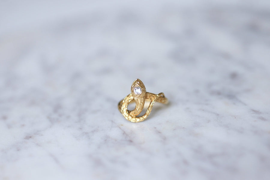 Bague ancienne serpent enroulé en or et diamant - Galerie Pénélope