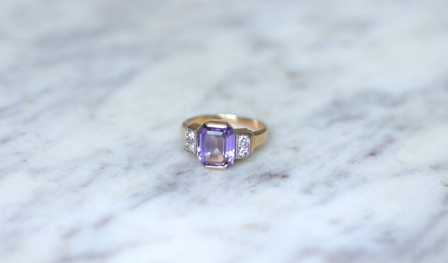 Bague Art Déco améthyste et diamants - Galerie Pénélope