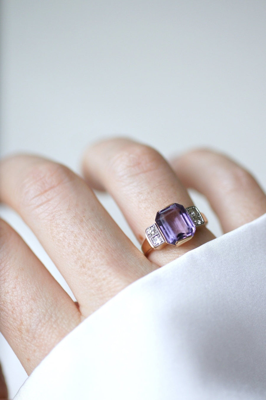 Bague Art Déco améthyste et diamants - Galerie Pénélope