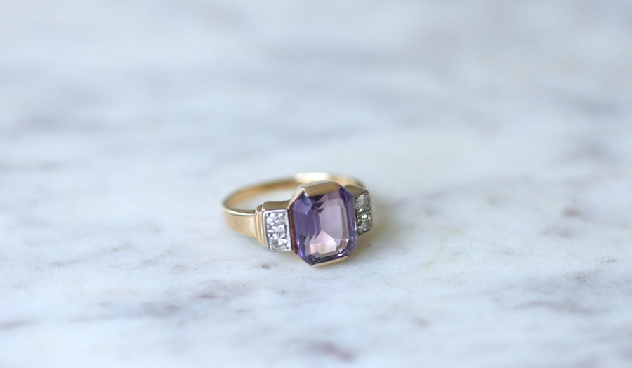 Bague Art Déco améthyste et diamants - Galerie Pénélope