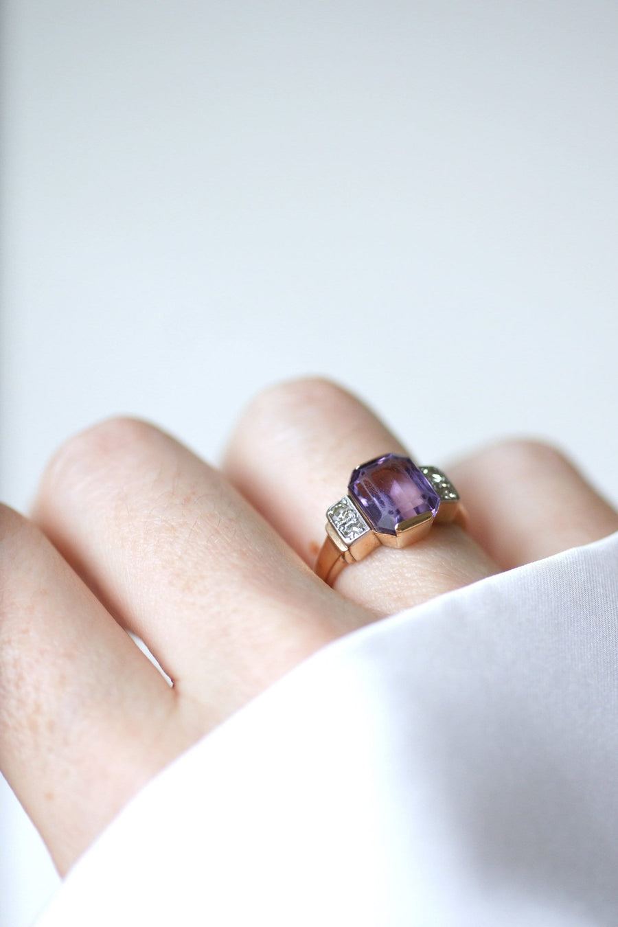 Bague Art Déco améthyste et diamants - Galerie Pénélope