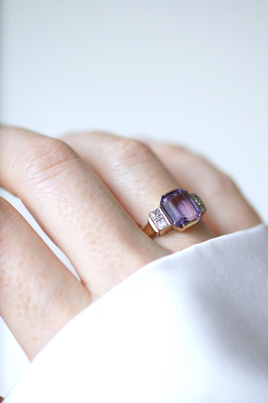 Bague Art Déco améthyste et diamants - Galerie Pénélope