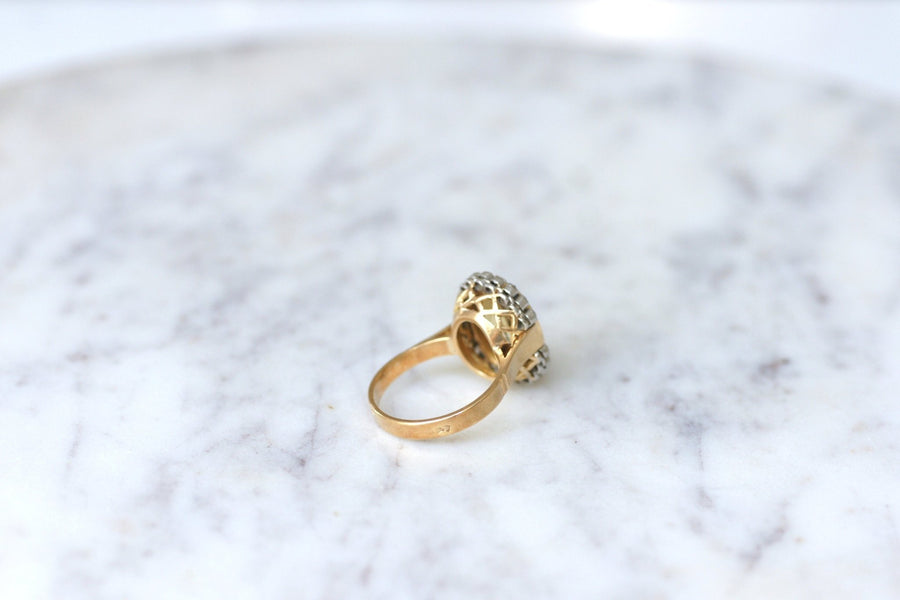 Bague Art Déco citrine entourage diamants - Galerie Pénélope