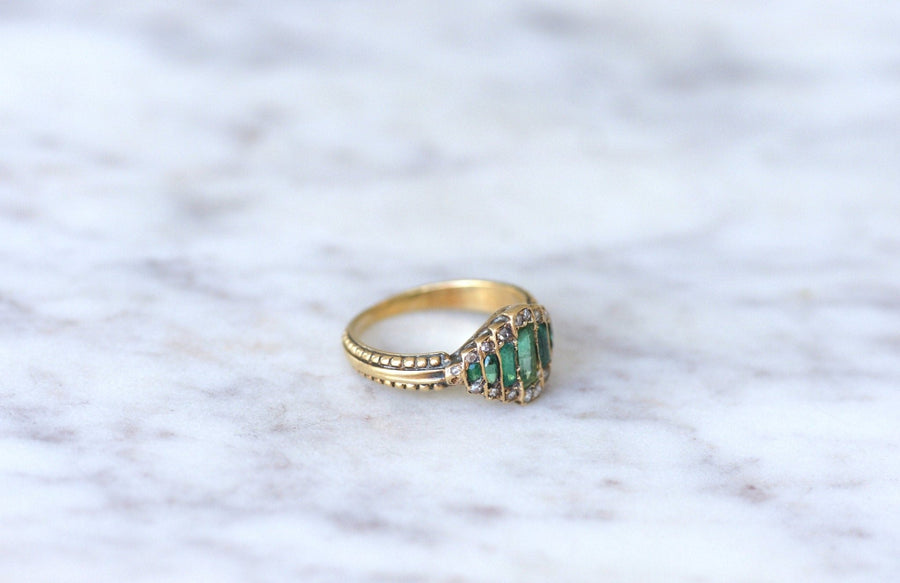 Bague bandeau émeraudes et diamants - Galerie Pénélope