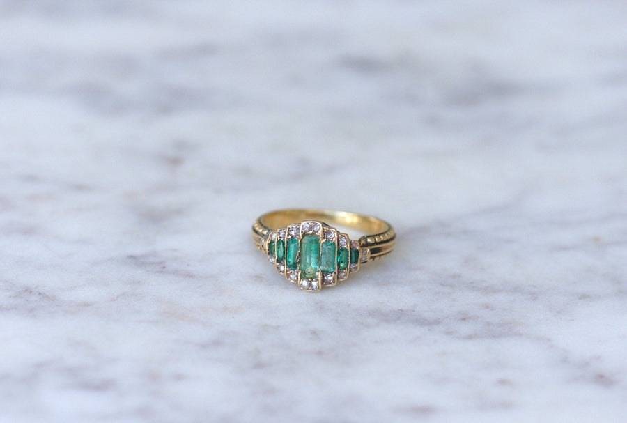 Bague bandeau émeraudes et diamants - Galerie Pénélope