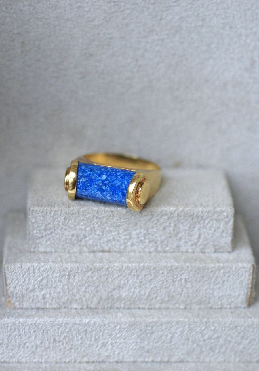 Bague bombée style moderniste lapis lazuli - Galerie Pénélope
