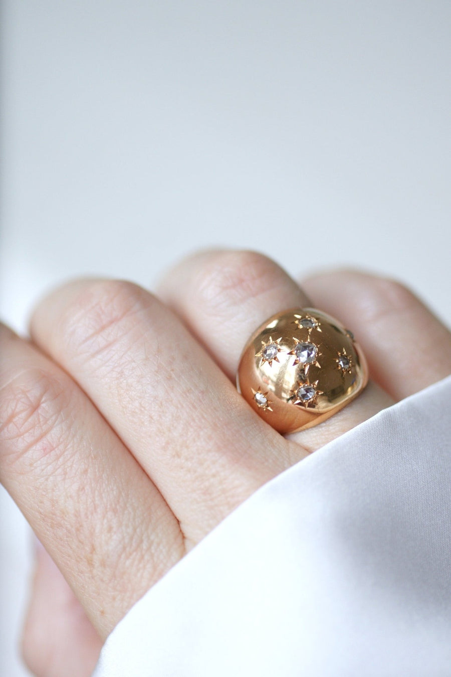 Bague boule constellation or rose et diamants - Galerie Pénélope