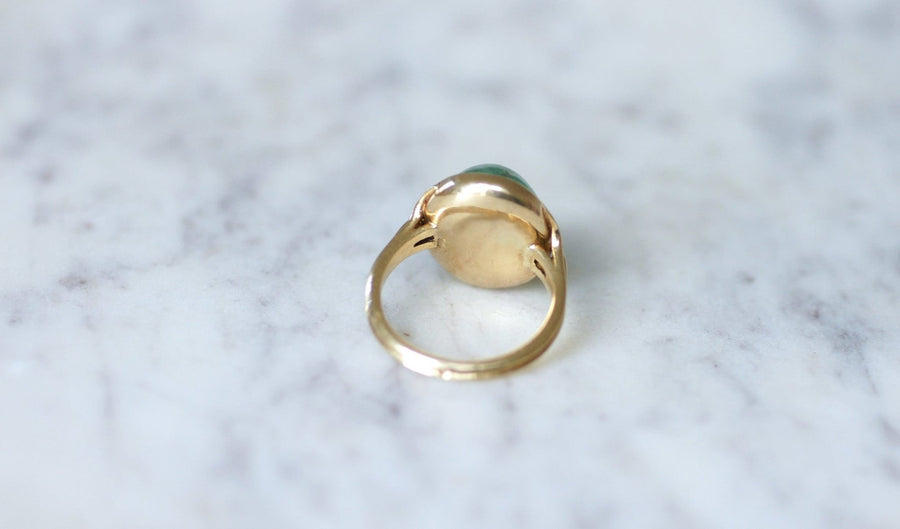 Bague cabochon d'émeraude sur or jaune - Galerie Pénélope