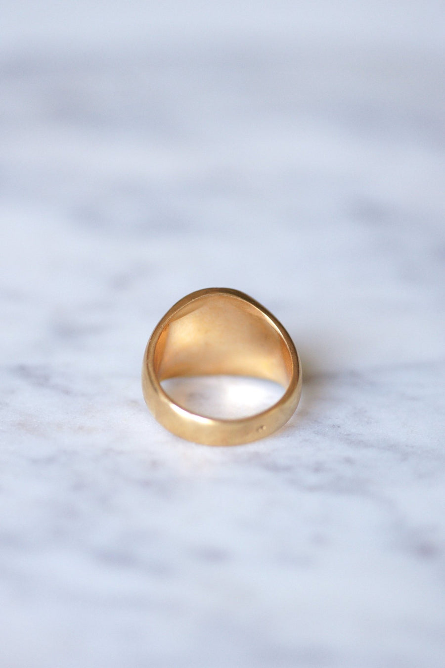 Bague chevalière vintage visage drapeau corse en or jaune 18Kt - Galerie Pénélope