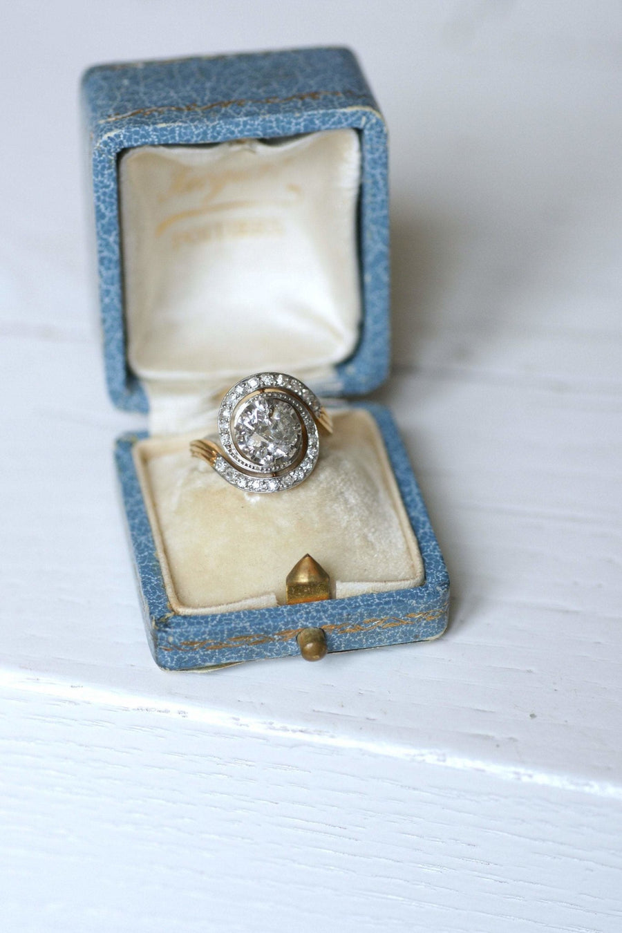 Bague de fiançailles ancienne Tourbillon diamant 1.33 Cts - Galerie Pénélope