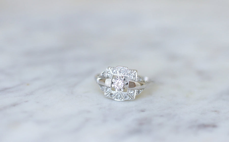 Bague de fiançailles Art Deco diamants - Galerie Pénélope