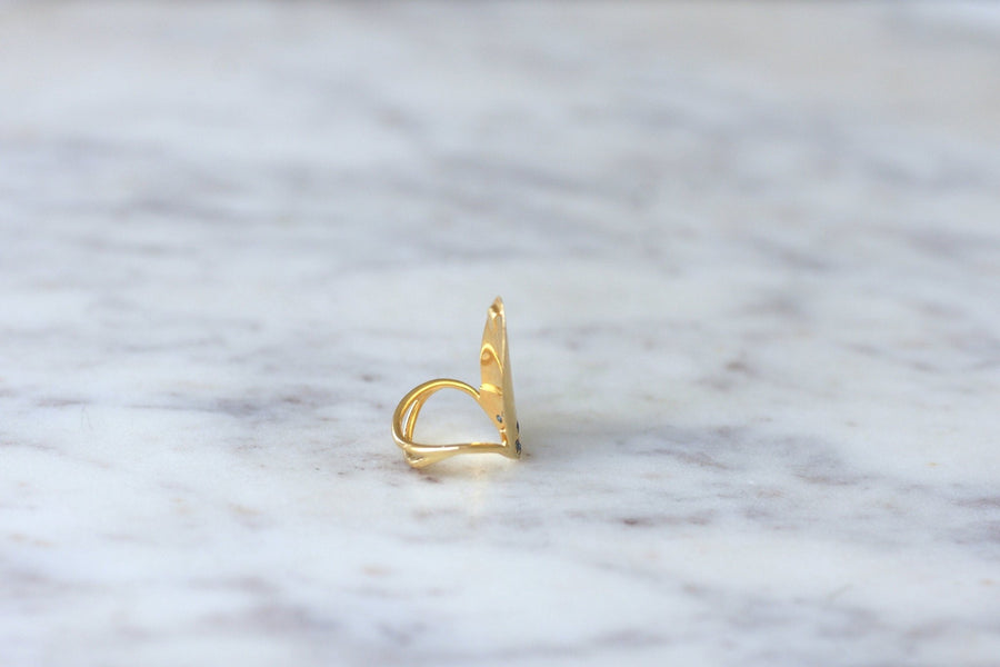 Bague d'ongle vintage or et saphirs - Galerie Pénélope