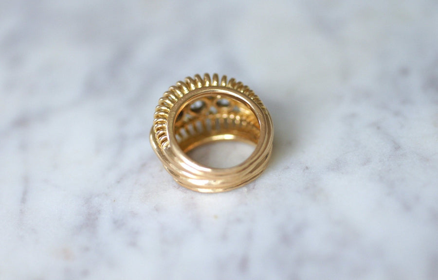 Bague fil vintage or rose diamants - Galerie Pénélope